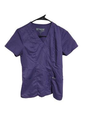 Greys Anatomy Scrub Top Womens Size XS Purple Nursing Medical Work Uniform